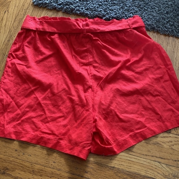 AVA & VIV Red Paper Bag High Waisted Tie Knot Linen Blend Shorts Size 1x - Picture 6 of 10